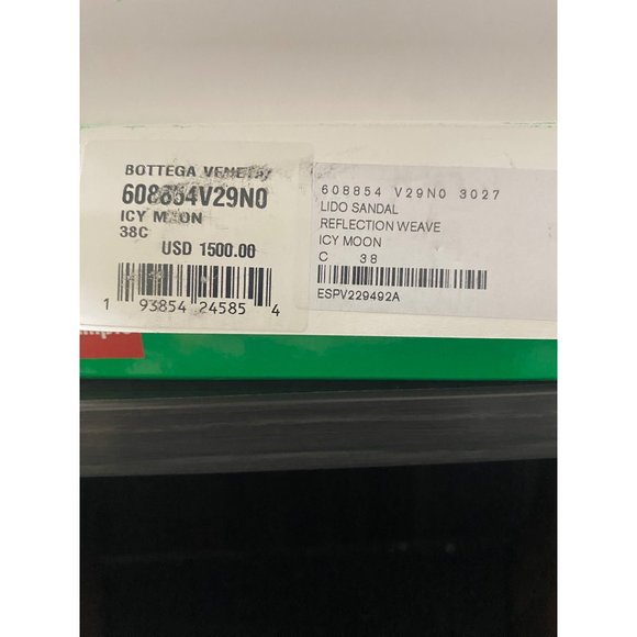 BOTTEGA VENETA LIDO HIGH HEEL SANDALS ICY MOON BLUE SIZE 38C EU NEW WITH DEFECTS - Picture 8 of 8